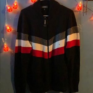 Men’s Ombre Striped Mock Neck Full Zip Sweater
